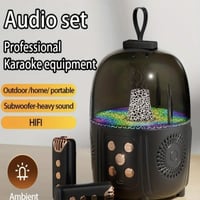 سبيكر مع مكرفونين لاسلكي ومدخل لذاكرة وبلوتوث مع ا...