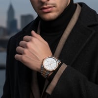 ساعة مونت رويال بلمسة فخامة باللون الفضي نحاسي