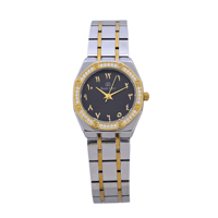 ساعة نسائية فصوص ارقام عربيه فضي وذهبي