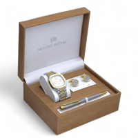 طقم اهداء رجالي فاخر - ساعة مع قلم وكبك من Mount R...