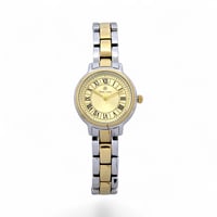 ساعة يد نسائية فضية مع لمسة ذهبية – فخامة ثنائية ا...