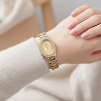 ساعة نسائية ثنائية اللون (فضي/ذهبي) – فخامة وأناقة...