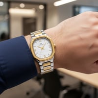 ساعه رجالي فضي ذهبي مونت رويال