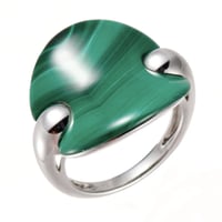 خاتم فضه من حجر الملاكيت الطبيعي