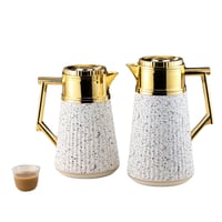 طقم ترمس أبيض مزخرف للشاي والقهوة من رويال كاميل 0...