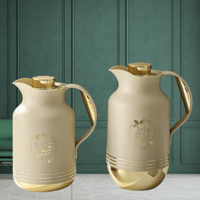 طقم ترمس بني فاتح قاعدة ذهبي للشاي والقهوة من بيتر...