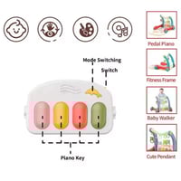 مشاية أطفال تعليمية متعددة الوظائف مع بيانو وألعاب...