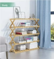 رفوف أحذية 5 أدوار من الخيزران الطبيعي