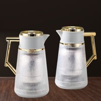 طقم ترمس شفاف رمادي ذهبي للشاي والقهوة من بيتروس