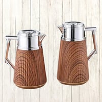 طقم ترمس فضي خشبي للشاي والقهوة من رويال كاميل 021...