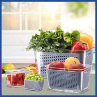 منظم ثلاجة بغطاء وأداة تصفية 4×1 لحفظ وغسل الخضار...