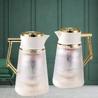 طقم ترمس شفاف أبيض ذهبي للشاي والقهوة من بيتروس 02...