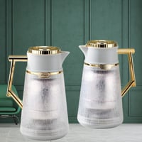 طقم ترمس شفاف رمادي ذهبي للشاي والقهوة من بيتروس