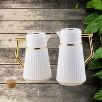 طقم ترمس أبيض مذهب للشاي والقهوة من رويال كاميل 02...
