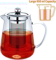 إبريق زجاجي اسطواني بمصفاة ستيل