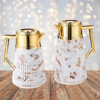 طقم ترمس ذهبي رخامي للشاي والقهوة من رويال كاميل 0...