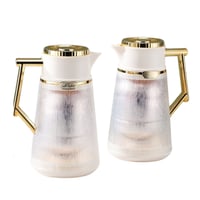 طقم ترمس شفاف أبيض ذهبي للشاي والقهوة من بيتروس 02...