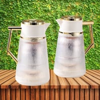 طقم ترمس شفاف أبيض ذهبي للشاي والقهوة من بيتروس 02...