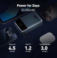 بطارية متنقلة باوربانك بشاشة رقمية وكيبل مدمج ومنف...