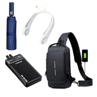 بوكس السفر | شنطة كتف + مظلة ذكية + مروحة ذكية + ب...