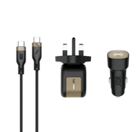 بكج 3 في 1 | راس شاحن جداري + راس شاحن سيارة + كيب...