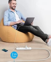 توصيلة انكر 3 منافذ طاقة ومنفذين USB ومنفذ PD بقوة...