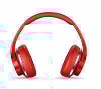 سماعة راس لاسلكية مع سبيكر 2 في 1 من باستك لون أحم...