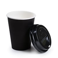 اكواب ورق 4 اونص سنقل اسود مع الاغطية (50) كوب