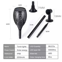 مصباح شعلة خارجي 96 LEDs مقاوم للماء بإضاءة وميض ا...