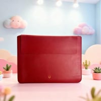 حقيبة مستندات جلد من مجموعة مينيماليزم ريترو - احم...