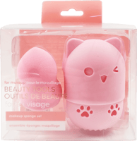 مجموعة اسفنج مكياج شكل قطة صغيرة مع علبة سيليكون