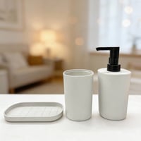 طقم إكسسوارات حمام أبيض ورمادي 3 قطع – رمادي