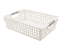 صندوق تخزين قصير بمقبض حجم كبير - ابيض