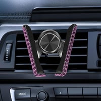 حامل جوال للسيارة من سلسلة الألماس - وردي