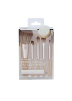 مجموعة فرش مكياج مع حقيبة تخزين 5 قطع - ذهبي