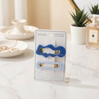 مشبك شعر مجوف كوريان فاشن لون أزرق غامق – قطعتان