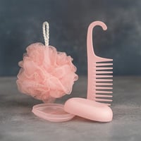 مجموعة أدوات الإستحمام 3 قطع - وردي