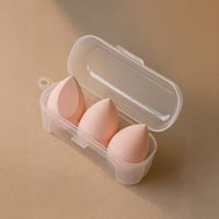 اسفنج مكياج مع صندوق تخزين 3 قطع - وردي