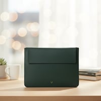 حقيبة مستندات جلد من مجموعة مينيماليزم ريترو - اخض...