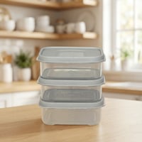 مجموعة صناديق الطعام بلون سادة 200 مل بلون بيج - 3...