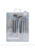 فرش مكياج وإسفنجة مكياج 7 قطع - رمادي