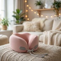 وسادة رقبة ميموري فوم مبردة بحبل شد - وردي