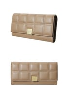 محفظة نسائية مزينة بغرز طويلة - بني - 19x10 سم