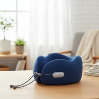 وسادة رقبة من الفوم مع حبل شد - ازرق غامق