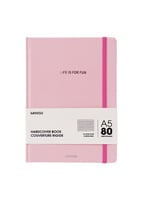 دفتر بغلاف مقوى بحجم A5 - 80 ورقة - وردي