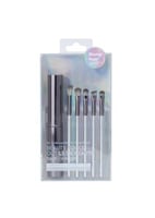 مجموعة فرش مكياج للعين مع حامل 5 قطع - رمادي