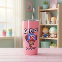 كوب ستيل بغطاء ومزاز من مجموعة ون بيس سعة 530 مل -...