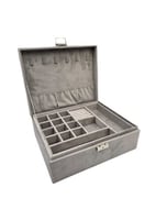 منظم مجوهرات بطبقتين - رمادي - 25x20 سم