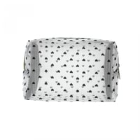 حقيبة مستحضرات تجميل شبكية مستطيلة بطبعات قلوب صغي...