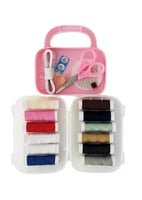 علبه الخياطة مع مقبض - وردي